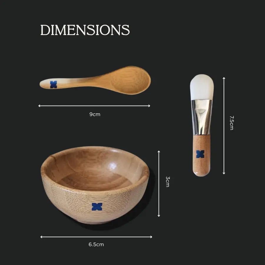 Bamboo Face Mask Mixing Bowl Set with Spoon & Brush