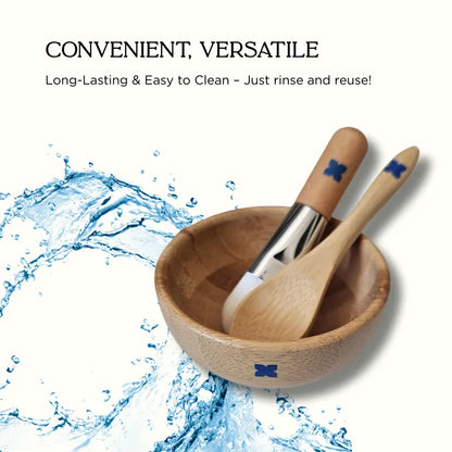 Bamboo Face Mask Mixing Bowl Set with Spoon & Brush