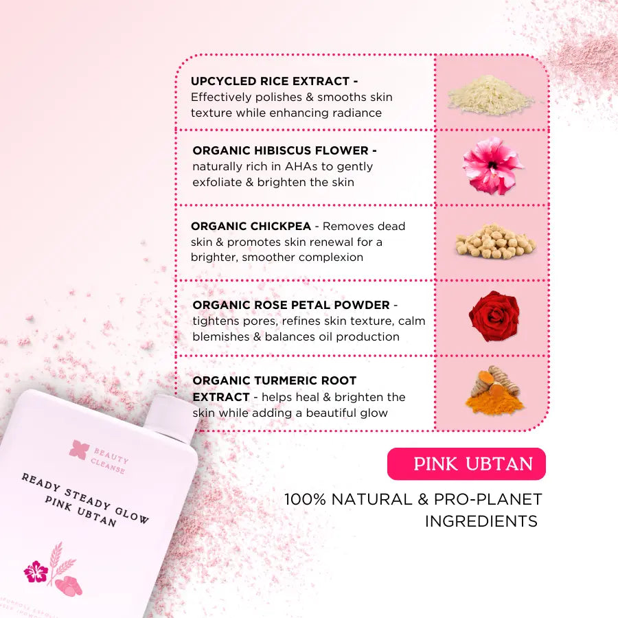 Pink Ubtan | Vegan Powder Cleanser & Face Mask