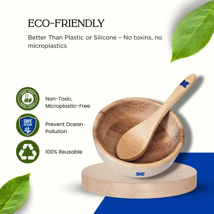 Bamboo Face Mask Mixing Bowl Set with Spoon & Brush