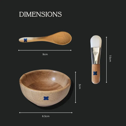 Bamboo Face Mask Mixing Bowl Set with Spoon & Brush