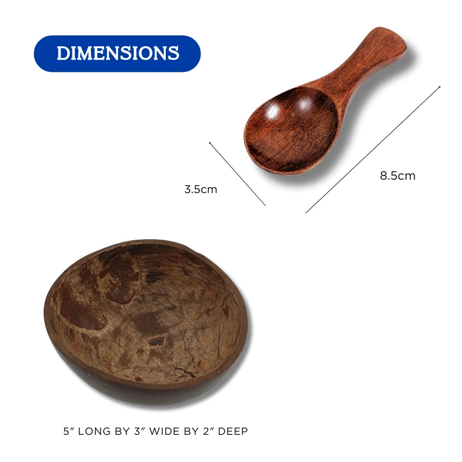 Coconut Shell Bowl and Spoon Set | Face Mask Mixing Bowl
